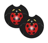 WHJSSF Cartoon Ladybug Prints Car Cup Coasters 2-Pack - Durable Neoprene Throw for a Spotless Ride - Protects Against Spills & Fits Most Vehicles