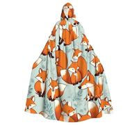 WHJSSF cartoon little foxes Printing Halloween Adult Hooded Cape Cloak - Super Large Hooded Cloak No Zipper