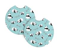 WHJSSF Cartoon Panda Bear Prints Car Cup Coasters 2-Pack - Durable Neoprene Throw for Spill-Proof Protection & a Stylish Interior - Fits Most Vehicles