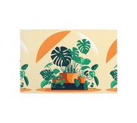 WHJSSF Cartoon Turtle Back Bamboo Prints Placemats Set of 6 12x18in - Durable Table Layers with Heat-Resistant & Wrinkle-Free Polyester
