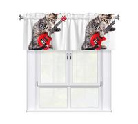 WHJSSF Cat Playing Guitar Prints Kitchen Window Valance 54x18 - Peach Skin Layer for Soft Light & Easy Style
