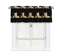 WHJSSF Cat who likes to eat pasta Printing curtain with short pole, 54x18in for kitchen, bathroom, laundry room, and studio windows, featuring a light filtering