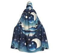 WHJSSF Celestial Night Sky Prints Halloween Adult Hooded Cape Cloak - Super Large Hooded Cloak No Zipper