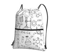 WHJSSF Chemistry Print Prints Drawstring Zipper Backpack - Lightweight Foldable Gym Bag for Travel, Yoga, Hiking & Everyday Essentials