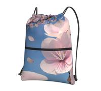 WHJSSF Cherry Blossoms Prints Drawstring Zipper Backpack - Lightweight Foldable Gym Bag for Travel, Yoga, Hiking & Everyday Essentials