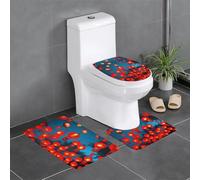 WHJSSF Chinese Flying Lanterns Prints Anti-Slip Bathroom Rugs Set - 3-Piece Contour, Oval & Rectangular Mats for Toilet, Vanity & Restrooms