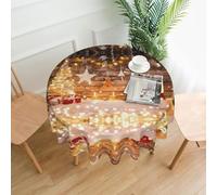 WHJSSF Christmas trees Candles Prints Round Decorative Tablecloth 60in - Elevate Your Dining Experience with a Stylish & Protective Table Throw