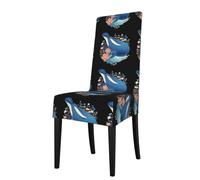 WHJSSF Chubby whale in the ocean Prints Protection Cover for Dining Chair - Soft, Comfortable, Wrinkle-Resistant Elastic Fits Most Armless Chairs