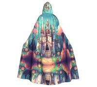 WHJSSF Classical castle Prints Halloween Adult Hooded Cloak is a super large, comfortable, and durable cloak