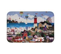 WHJSSF Coastal Lighthouse Prints Hem Mat 40x60 - Well-crafted Bathroom Throw Rug | Quick-Drying Accent Cover for Guest Rooms & Spa Retreats
