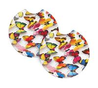 WHJSSF Color butterfly Prints Car Cup Coasters 2-Pack - Durable Neoprene Throw for a Spotless Ride - Protects Against Spills & Fits Most Vehicles