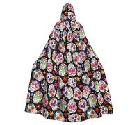 WHJSSF color skulls Prints Hooded Cloak - Long Costume Throw, Soft Halloween Layer & Drawstring Tie