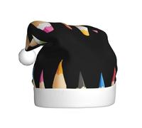 WHJSSF Colored pencils to draw the world Pattern Christmas Hat Durable for Adult for Halloween, Christmas, New Year