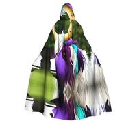 WHJSSF Colorful cow's head Pattern Halloween Adult Hooded Cape Cloak with Bow Tie for Costume Parties, Cosplay