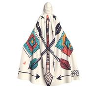 WHJSSF Colorful Hand Drawn Art with Boho Style Arrows Printing Halloween Adult Hooded Cape Super Large Hooded Cloak