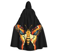 WHJSSF Colorful Moth Prints Halloween Adult Hooded Cape Cloak - Super Large Hooded Cloak No Zipper