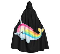 WHJSSF Colorful narwhal Printing Halloween Adult Hooded Cape Cloak - Super Large Hooded Cloak No Zipper