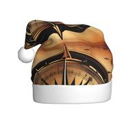 WHJSSF Compass and Old World Map Picture Christmas Hat for Adult Making It a Fun and Durable Gift for Men and Women