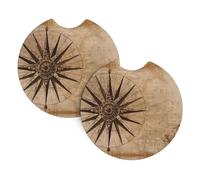 WHJSSF Compass Map Nautical Prints Car Cup Coasters 2-Pack - Durable Neoprene Throw for Spill-Proof Protection & a Stylish Interior - Fits Most Vehicles