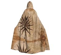 WHJSSF Compass Map Nautical Prints Hooded Cloak - Long Halloween Throw, Cozy Costume Layer with Drawstring