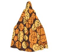 WHJSSF cookies food chocolate chip biscuits Printing Halloween Adult Hooded Cape Cloak - Super Large Hooded Cloak No Zipper