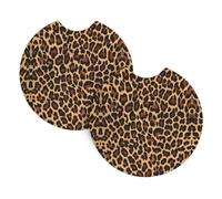 WHJSSF Cool Cheetah Leopard Prints Car Cup Coasters 2-Pack - Durable Neoprene Throw for a Spotless Ride - Protects Against Spills & Fits Most Vehicles