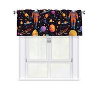 WHJSSF Cool Man in Outer Space Galaxy Prints Housewarming Gift - Peach Skin Window Valance 54x18 for a Cozy Kitchen Refresh