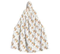 WHJSSF Corgi Prints Hooded Cloak - Long Dramatic Throw for Costume Play