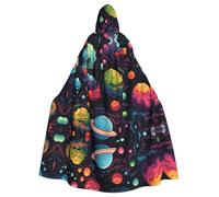 WHJSSF Cosmic Earth Printing Halloween Adult Hooded Cloak for various party and carnival settings
