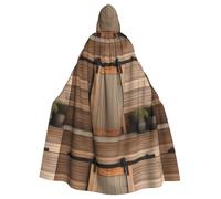 WHJSSF Country Barn Wood Door Prints Halloween Adult Hooded Cape Cloak - Super Large Hooded Cloak No Zipper