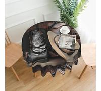 WHJSSF Cowboy Black Hat Western Boots Prints Round Decorative Tablecloth 60in - Elevate Your Dining Experience with High-Grade Polyester Table Throw