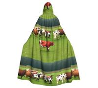 WHJSSF Cows And Strawberries Prints Halloween Adult Hooded Cape Cloak - Super Large Hooded Cloak No Zipper