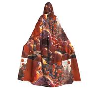 WHJSSF Crazy Fruit Printing Halloween Adult Hooded Cloak for various party and carnival settings