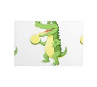 WHJSSF Crocodile Eating Lemon Prints Placemats Set of 6 12x18in - Durable Table Layers with Heat-Resistant & Wrinkle-Free Polyester