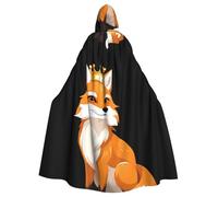 WHJSSF Crown Fox Avatar Prints Halloween Adult Hooded Cape Cloak - Super Large Hooded Cloak No Zipper