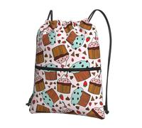WHJSSF Cupcake And Muffin Prints Drawstring Zipper Backpack - Lightweight Foldable Gym Bag for Travel, Yoga, Hiking & Everyday Essentials