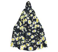 WHJSSF Curving Chamomile Flowers Flying Butterflies Pattern Halloween Adult Hooded Cape Cloak with Bow Tie for Costume Parties, Cosplay