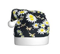 WHJSSF Curving Chamomile Flowers Flying Butterflies Picture Christmas Hat for Adult Making It a Fun and Durable Gift for Men and Women