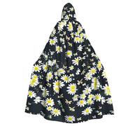 WHJSSF Curving Chamomile Flowers Flying Butterflies Prints Halloween Adult Hooded Cape Cloak - Super Large Hooded Cloak No Zipper