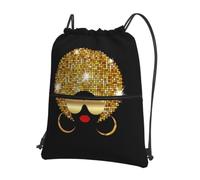 WHJSSF Cute African Woman Prints Drawstring Zipper Backpack - Lightweight Foldable Gym Bag for Travel, Yoga, Hiking & Everyday Essentials