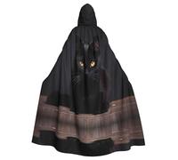 WHJSSF Cute black cat Printed Adult Halloween hooded jacket cloak long party cloak suitable for men and women
