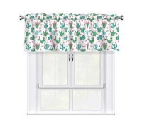 WHJSSF Cute Cactus Seamless Illustration Prints Housewarming Gift - Peach Skin Window Valance 54x18 for a Cozy Kitchen Refresh