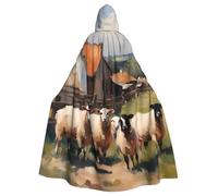 WHJSSF Cute Farm Animals Prints Halloween Adult Hooded Cape Cloak - Super Large Hooded Cloak No Zipper