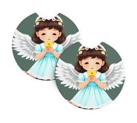 WHJSSF Cute little angel Prints Car Cup Coasters 2-Pack - Durable Neoprene Throw for a Spotless Ride - Protects Against Spills & Fits Most Vehicles