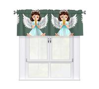 WHJSSF Cute little angel Prints Curtain Valance 54x18in - Peach Skin Kitchen Window Cover, Filtered Light & Easy Rod Pocket Layer