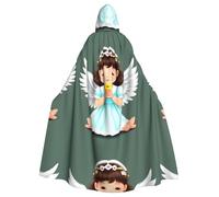 WHJSSF Cute little angel Prints Hooded Cloak - Long Layer for Halloween & Cosplay Fun