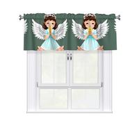 WHJSSF Cute Little Angel Prints Kitchen Window Valance 54x18 - Peach Skin Layer for Soft Light & Easy Style