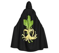 WHJSSF Cute Little Bean Sprouts Prints Halloween Adult Hooded Cape Cloak For Role-Playing, Stage Costumes, Parties Easy Care