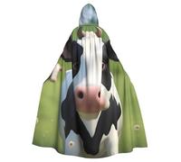 WHJSSF Cute little cow Printing Halloween Adult Hooded Cape Super Large Hooded Cloak