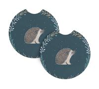 WHJSSF Cute Little Hedgehog Prints Car Cup Coasters 2-Pack - Durable Neoprene Throw for Spill-Proof Protection & a Stylish Interior - Fits Most Vehicles